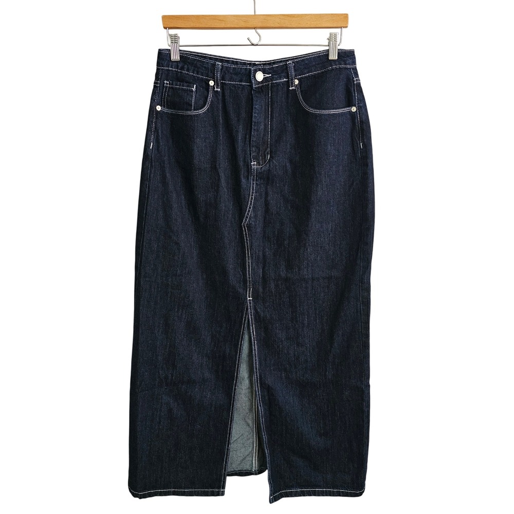 BLANKNYC Dark Wash Denim Maxi Skirt Slit Front Size 30 Y2K Retro Boho Classic